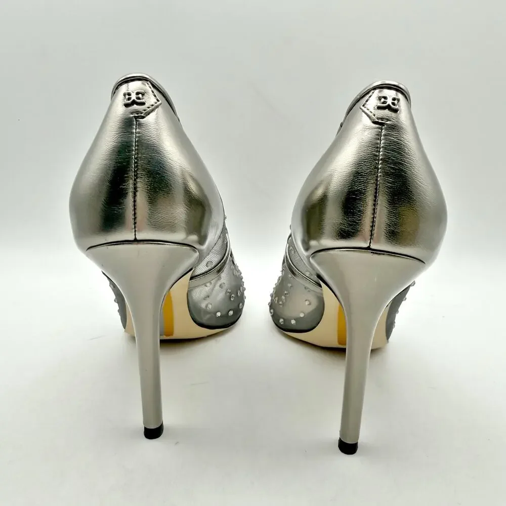 Sam Edelman Womens Hazel Pumps US 7.5 M EU 38 Grey Mesh Stiletto NWOB